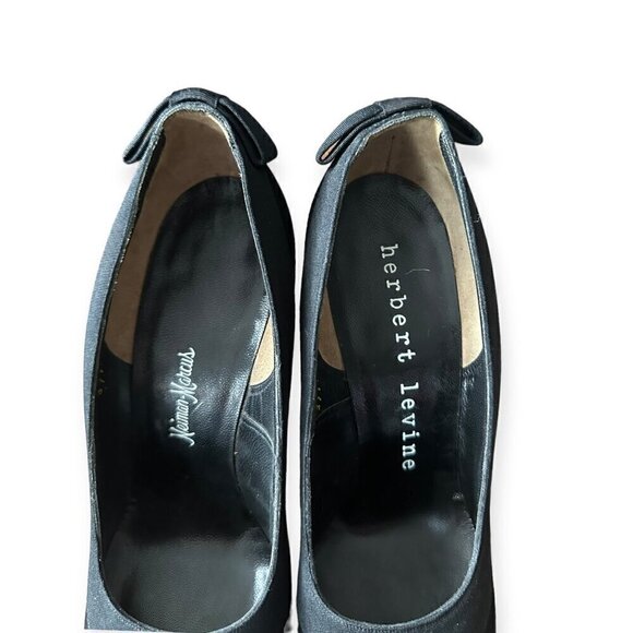 Vintage Herbert Levine "Sailor Beware" Pumps with Bow at Back, Black Suede, Size - Picture 15 of 16